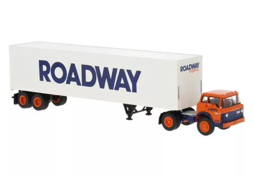 Brekina 86327 Ford C nyergesvontató, dobozos félpótkocsival - Roadway (H0)