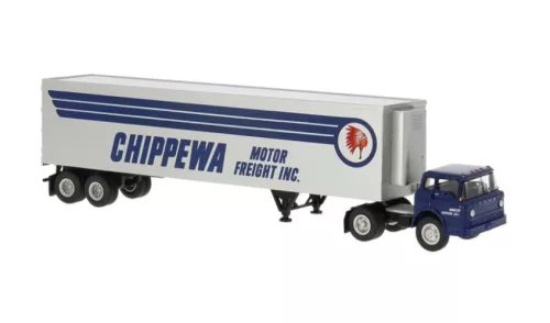 Brekina 86329 Ford C nyergesvontató, dobozos félpótkocsival - Chippewa (H0)