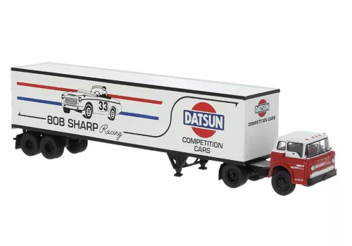 Brekina 86330 Ford C nyergesvontató, dobozos félpótkocsival - Datsun (H0)