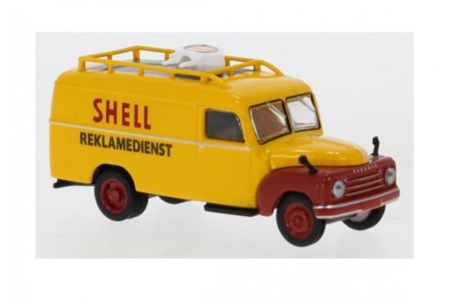 Brekina 95816 Hanomag L 28 dobozos teherautó, Shell Reklamedienst (H0)