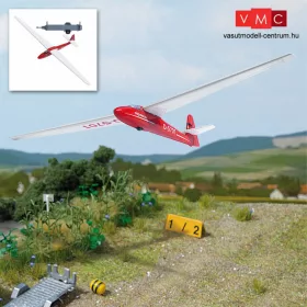   Busch 1154 Vitorlázó repülőgép - piros, közúti utánfutóval (H0)