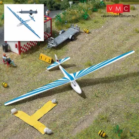   Busch 1155 Vitorlázó repülőgép - kék, közúti utánfutóval (H0)