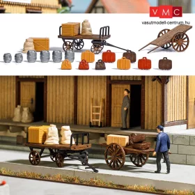Busch 1625 Poggyász-szállító kézikocsik (2 db), csomagokkal (H0)