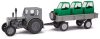 Busch 210006430 Pionier traktor pótkocsival, teherautófülkékkel (H0)