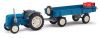 Busch 210007100 Famulus traktor mezőgazdasági pótkocsival, kék (H0)