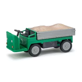  Busch 210009331 Balkancar elektromos targonca (kofferkuli), platós, zöld - sóder rakománnyal (H0)