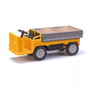  Busch 210009333 Balkancar elektromos targonca (kofferkuli), platós, sárga - sóder rakománnyal (H0)