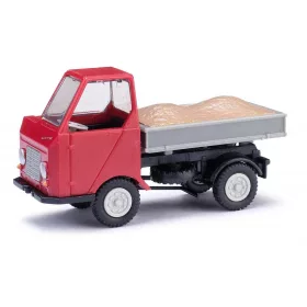  Busch 210013503 Multicar M22 oldalbillencs, szürke/piros - sóder rakománnyal (H0)