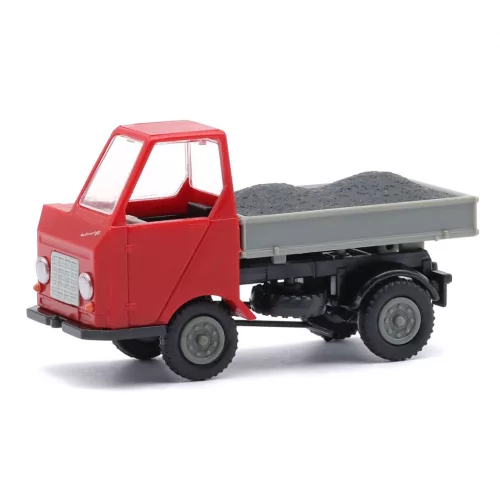 Busch 210013603 Multicar M22 billencs, piros - szén rakománnyal (H0)