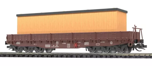 Busch 31183 Alacsony oldalfalú hattengelyes teherkocsi, Samm, faláda rakománnyal, DR (E4) (TT)