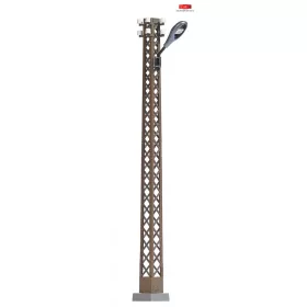   Busch 4171 Lámpa rozsdás rácsos oszlopon, gömbölyű lámpafej (LBL), sárga LED (H0)