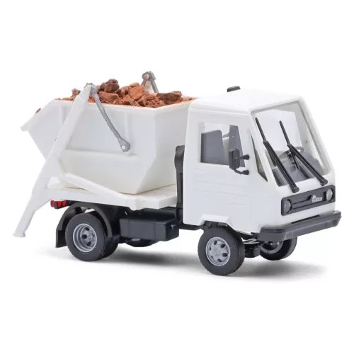 Busch 42239 Multicar M26, konténerszállító teherautó, építési törmelék rakománnyal (H0)