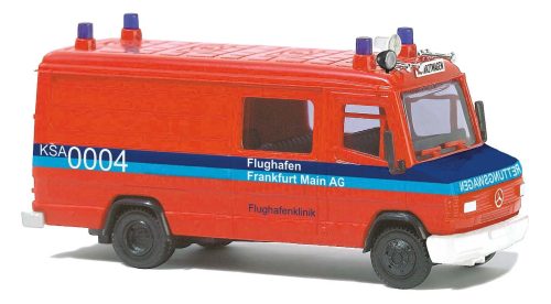 Busch 44302 Mercedes-Benz 507 dobozos tűzoltóautó - Feuerwehr Fraport Frankfurt (H0)