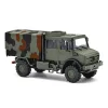 Busch 51087 Unimog 5023 ponyvás duplakabinos katonai teherautó - álcafestéssel (H0)