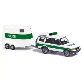   Busch 51936 Land Rover Discovery Polizei, lószállító utánfutóval (H0)