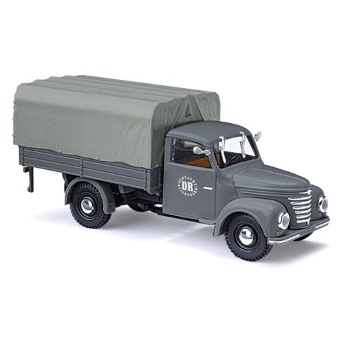 Busch 52362 Framo V901/2 ponyvás teherautó, Deutsche Reichsbahn 1954 (H0)