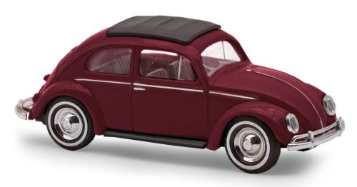 Busch 52991 Volkswagen Käfer (bogár), oválablakos, export 1955, tetővászonnal - metál vörösbarna (H0)