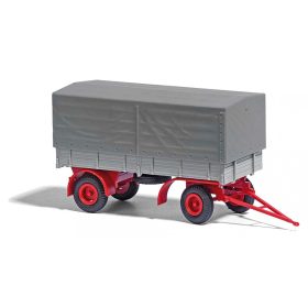 Busch 53352 HL80 ponyvás pótkocsi 1967, szürke/piros (H0)