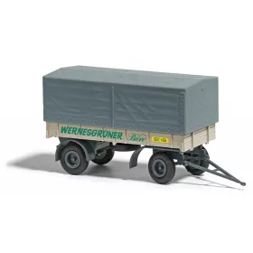   Busch 53355 IFA HL 80 ponyvás pótkocsi 1967, Wernersgrüner - szürke ponyvával (H0)