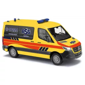   Busch 53457 Mercedes-Benz Sprinter, rövid, mentőautó, ASG Ambulanz Hamburg 2018 (H0)
