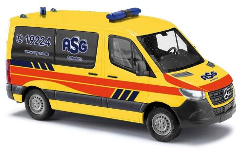 Busch 53457 Mercedes-Benz Sprinter, rövid, mentőautó, ASG Ambulanz Hamburg 2018 (H0)