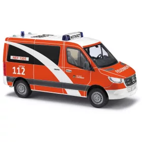   Busch 53459 Mercedes-Benz Sprinter, rövid, mentőautó, Feuerwehr Berlin 2018 (H0)