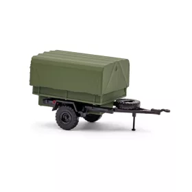   Busch 53613 HL 10.00 katonai ponyvás pótkocsi, zöld - NVA (H0)