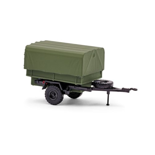 Busch 53613 HL 10.00 katonai ponyvás pótkocsi, zöld - NVA (H0)