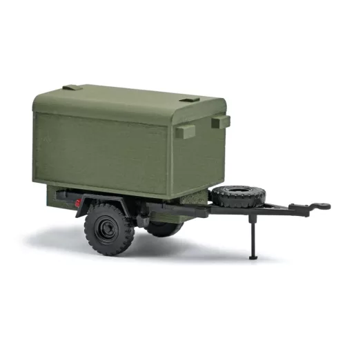 Busch 53614 HL 10.00 katonai dobozos pótkocsi, zöld - NVA (H0)