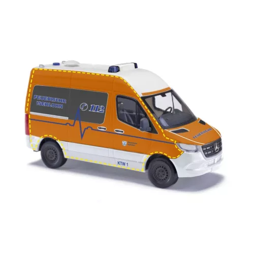 Busch 54061 Mercedes-Benz Sprinter Bus 2018 HD, rövid, Feuerwehr Iserlohn (H0)