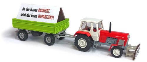 Busch 54202 Fortschritt ZT 300 traktor HW 60 mezőgazdasági pótkocsival - Bauernprotest (H0)