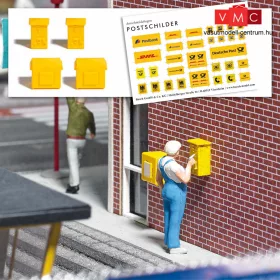 Busch 7761 Postaládák, bélyegautomaták, különböző német postai feliratokkal (H0)