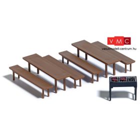 Busch 7782 Mini-Set: Sörpadok és kerti grill (H0)
