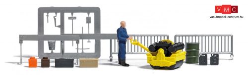 Busch 7805 Action-Set: Kicsi úthenger figurával és kiegészítőkkel (H0)