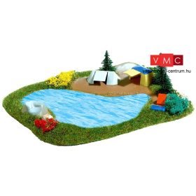 Busch 8052 Kis tó kempingsátrakkal (N) - Kész modell