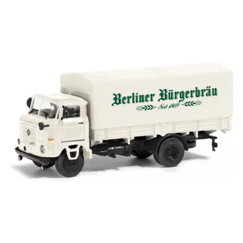 Busch 95311 IFA W50 L Sp ponyvás teherautó, Berliner Bürgerbräu, 1985 (H0)