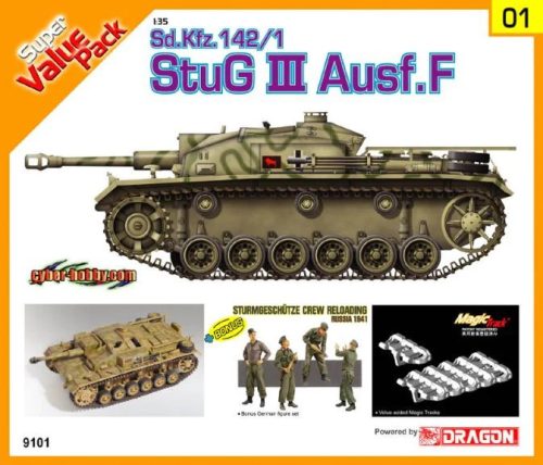 Dragon 9101 StuG.III Ausf.F + személyzet 1/35 makett