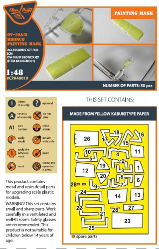 Clear Prop CPA48010 OV-10 A/D Bronko painting mask on "yellow kabuki paper" for ICM kits 48300/48301 (1/48)