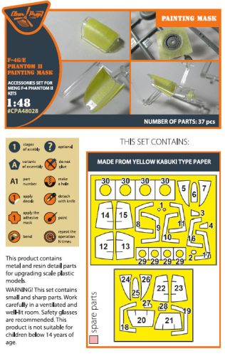 Clear Prop CPA48028 F-4G/E Phantom II painting mask on "yellow kabuki paper" for MENG kit (1/48)