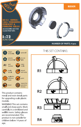 Clear Prop CPA72009 Ki-51 Sonia (all versions) resin exhaust & cooling gills for CP kits CP72011/CP72012/CP72013 (1/72)