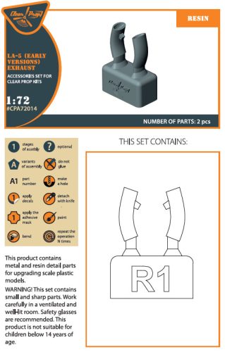 Clear Prop CPA72014 La-5 early version resin exhaust for CP kits CP72014/CP72015 (1/72)