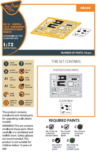 Clear Prop CPA72025 Ki-51 Sonia PE parts (all versions) for CP kits CP72011/CP72012/CP72013 (1/72)