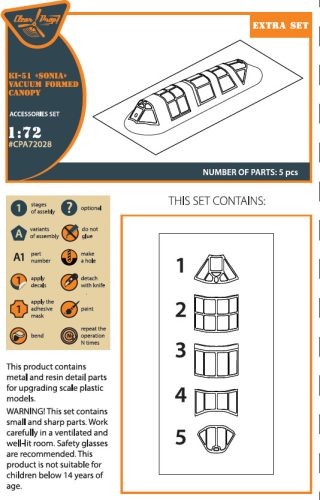 Clear Prop CPA72028 Ki-51 Sonia (all versions) vacuum formed canopy for CP kits CP72011/CP72012/CP72013 (1/72)