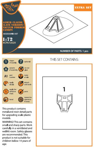 Clear Prop CPA72029 A5M2b Claude (late version) vacuum formed canopy for CP kit CP72009 (1/72)