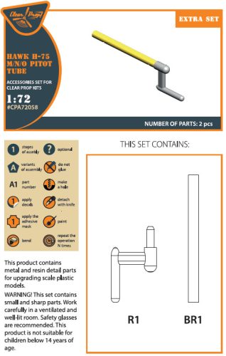 Clear Prop CPA72058 Hawk H-75 M/N/O Pitot tube for CP kits CP72021/CP72022/CP72029 (1/72)