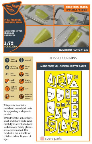 Clear Prop CPA72089 F-2A Fighter double-sided painting mask on "yellow kabuki paper" for Finemolds kits (1/72)