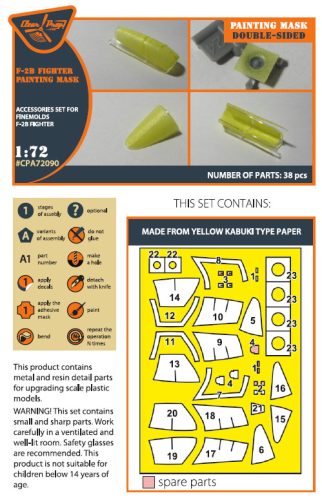 Clear Prop CPA72090 F-2B Fighter double-sided painting mask on "yellow kabuki paper" for Finemolds kits (1/72)