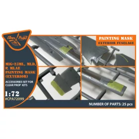   Clear Prop CPA72099 MiG-23ML, MLD, P, MLAE Exterior painting mask on "yellow kabuki paper" for CP kits (1/72) maszkolósablon