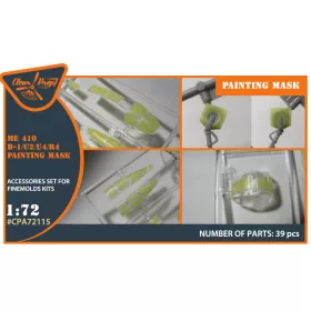   Clear Prop CPA72115 Me-410 B-1/U2/U4/R4 painting mask on "yellow kabuki paper" for Finemolds kits (1/72)