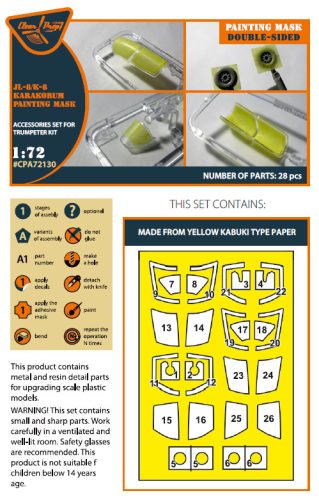 Clear Prop CPA72130 K-8/JL-8 Karakorum double-sided painting mask on "yellow kabuki paper" for Trumpeter kit (1/72)